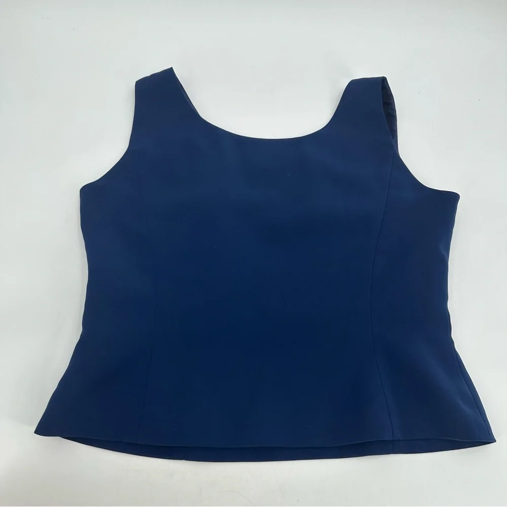 Le Suit 2 Pc Skirt Suit Sleeveless Top Knee Length Womens 10 Blue Corpcore READ